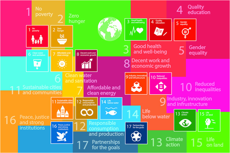 Immagine dei 17 obiettivi di sviluppo sostenibile dell'Agenda 2030 dell'Onu